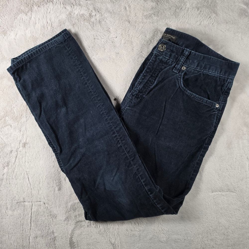 Banana Republic Corduroy Pants Mens 33x30 Navy Blue Pima Cotton Straight‎